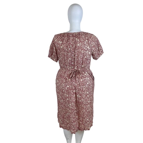 Faherty Red White Floral Button Front Midi Dress Womens Sz M - New - Picture 5 of 11